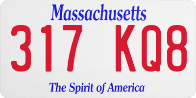 MA license plate 317KQ8