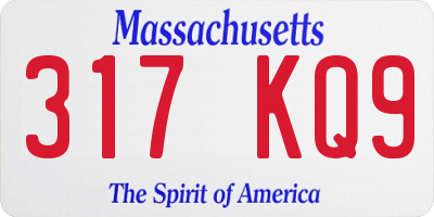 MA license plate 317KQ9
