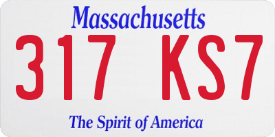 MA license plate 317KS7