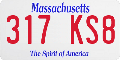 MA license plate 317KS8