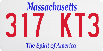 MA license plate 317KT3