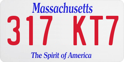 MA license plate 317KT7