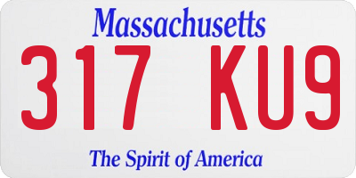 MA license plate 317KU9