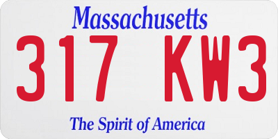 MA license plate 317KW3