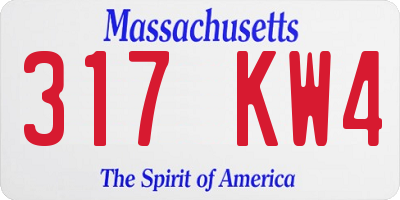 MA license plate 317KW4