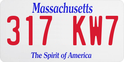 MA license plate 317KW7