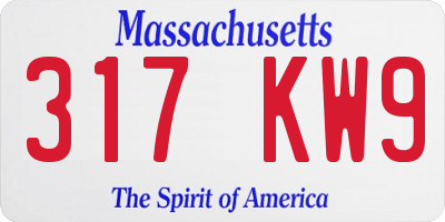 MA license plate 317KW9