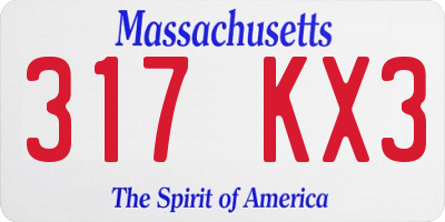 MA license plate 317KX3