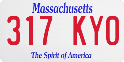 MA license plate 317KY0