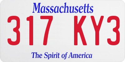 MA license plate 317KY3