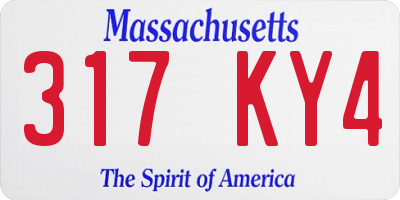 MA license plate 317KY4