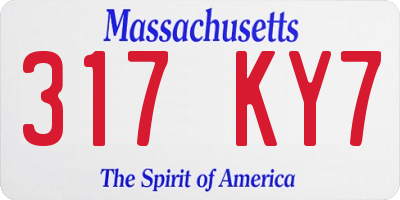 MA license plate 317KY7