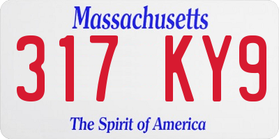 MA license plate 317KY9