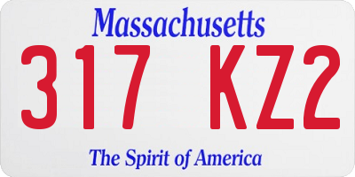 MA license plate 317KZ2