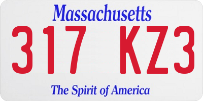 MA license plate 317KZ3