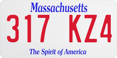 MA license plate 317KZ4