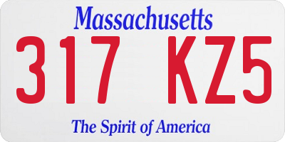 MA license plate 317KZ5