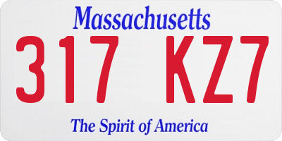MA license plate 317KZ7