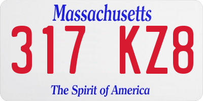 MA license plate 317KZ8