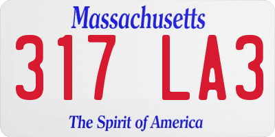MA license plate 317LA3