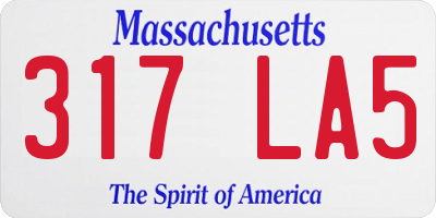 MA license plate 317LA5