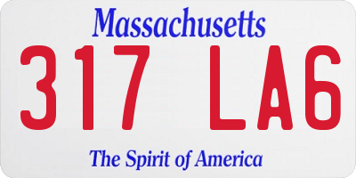 MA license plate 317LA6