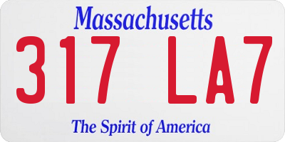 MA license plate 317LA7