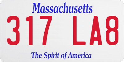 MA license plate 317LA8