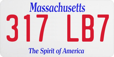 MA license plate 317LB7
