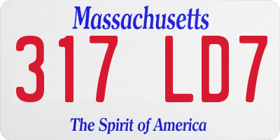 MA license plate 317LD7