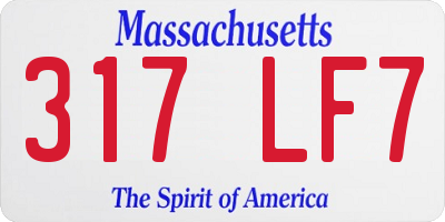 MA license plate 317LF7