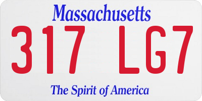 MA license plate 317LG7