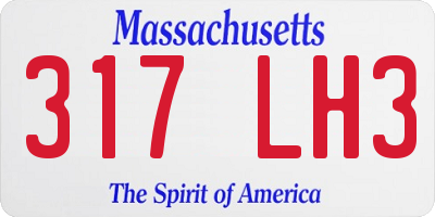 MA license plate 317LH3