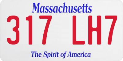MA license plate 317LH7