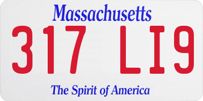 MA license plate 317LI9
