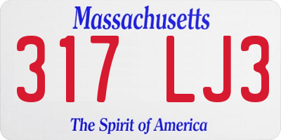 MA license plate 317LJ3