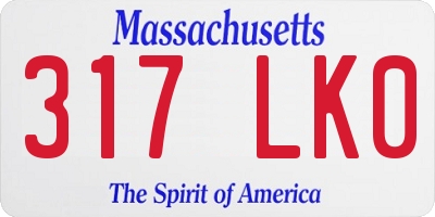 MA license plate 317LK0