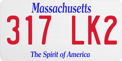 MA license plate 317LK2