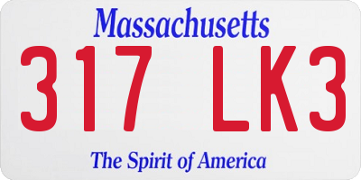 MA license plate 317LK3