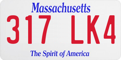 MA license plate 317LK4