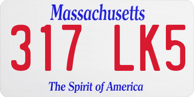 MA license plate 317LK5