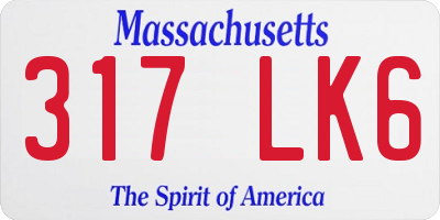 MA license plate 317LK6