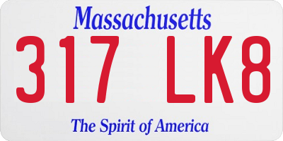 MA license plate 317LK8