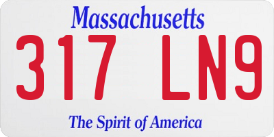 MA license plate 317LN9