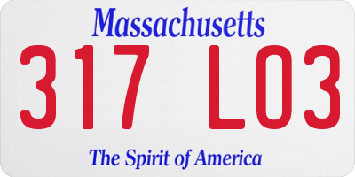 MA license plate 317LO3