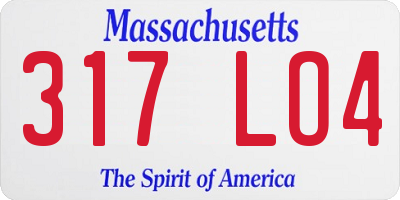 MA license plate 317LO4