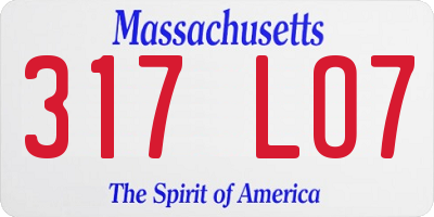 MA license plate 317LO7