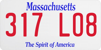 MA license plate 317LO8