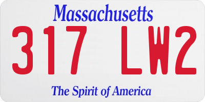 MA license plate 317LW2