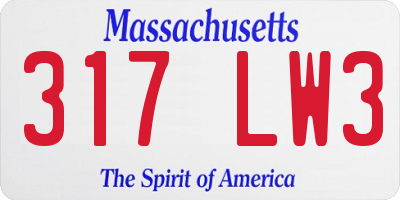 MA license plate 317LW3